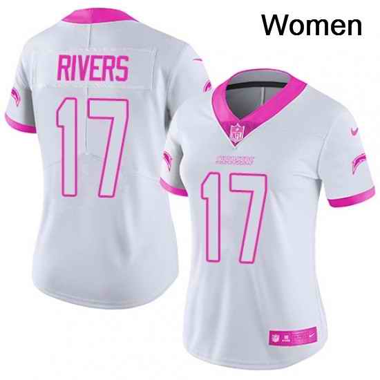 Womens Nike Los Angeles Chargers 17 Philip Rivers Limited WhitePink Rush Fashion NFL Jersey